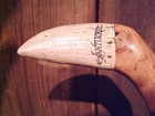 Walking Stick Cane Faux Scrimshaw Carved Tooth Handle Wood Shaft Cane Rubber Tip