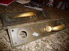 Vintage Brass 15 Inch Entry Door Plates W  Thumb Latch And Handle   Set Of Two