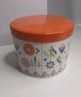 Vintage Empty Floral Flower Decorative Tin Container Made In Great Britain 