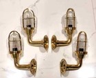 Brass Wall Light Fixture For Bathroom   Garage     Vintage Industrial Sconce 4 Pc