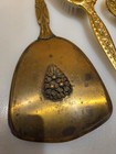 Vintage Mid Century Brass Vanity Set Mirror   Hairbrush Ornate Hollywood Regency