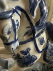 Vintage Blue And White Hand Painted Porcelain Show Horse Statue 