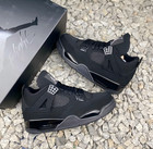 Jordan 4    black Cat   retro Men s Black Basketball Shoes Mid-top