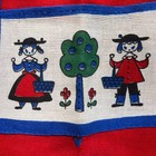 Vintage Kids Folk Art Tabard Apron Red Blue Scandinavian Hearts Horse Smock