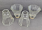 4x Set Vintage Art Deco Ribbed Glass Squar Light Shades Lamp Fixture Replacement