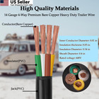 4 Way Trailer Wire - 14 Gauge 4 Conductor 50ft Pure Copper Heavy 50ft  Black 