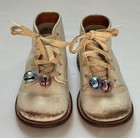 Vintage Stride Rite White Leather Toddler Boots Shoes 4b Baby Walking 1960s
