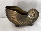Vtg Mcm Brass Nautilus Shell Bowl Planter Jardeniere Large Heavy