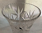 Vintage Heavy Cut Crystal Vase 9 5  Starburst Fan Pattern Read Chip Crack