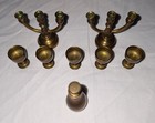 Vintage Miniature Brass Dollhouse Dining Set Candelabra Goblets Decanter 1 12
