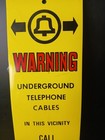 Vintage Nos Bell System Warning Underground Cables Telephone Pole Metal Sign 