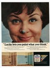 Dupont Lucite Alice Blue Wall Paint Cute Lady Vintage 1972 Full-page Magazine Ad