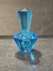 Turquoise Glass Hand Cut Perfume Bottle Vintage