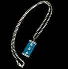 Asian Dynasty Turquoise Chinese Blessings Good Fortune Sterling Silver Pendant