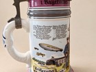 German Regimental Style Porcelain Beer Stein With Eagle Lid   Lithophane Base
