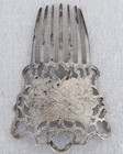 Large Antique 19th Century Victorian Engraved Pierced Silver Plate Hair Comb 5   