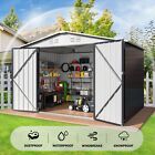6x8 Ft Metal Outdoor Storage Shed  Garden Tool Shed For Backyard  Patio  White
