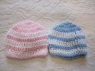 2-hand Crocheted Baby Hats 4 Twin Boy And Girl Choice Of 3 Sizes  Solid Or Strip
