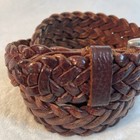 Men s Brown Leather Belt Woven Braided Vegetable Tanned  Argentina Silver Buckle