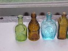 Lot Of 9 Vintage Colored Glass Miniature Bitters Medicine Bottles Made In Taiwan