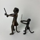 Vintage Cast Iron Monkey Conductor Figurines Set Of 2