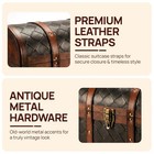 Wooden Leather Treasure Chest Vintage Trunk  Small Storage Chest  Mini Memory   