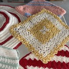 Lot Of 27 Retro Hot Pads Potholders Crochet Woven Knitted 2 W Stains Vintage