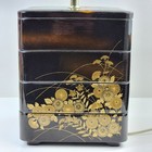 Vtg Japanese Lacquerware Stacking Box Lamp Jyubako Lighting Gold Accents 