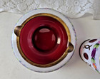 Vtg Czech Bohemian Ashtray Smoking Set Ruby Cased Art Deco Hollywood Regency