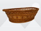 Vintage Brown Tightly Wound Mni Handle Woven Oval Wicker Basket 11 5  X 8 25 