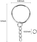 100 Pack Key Ring With Chain And Open Jump 1 Inch Split Round Keychain Rings