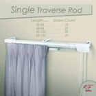 Heavy Duty Center Open Traverse Rod 30-48  White Steel Curtain Rod With Brackets