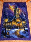 New Handmade Lap Quilt Clouds   Church Snow 72 X 56 Inches Purple Orange Peach
