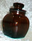 Vintage Mcm Small Dark Brown Amber Glass Apothecary Stash Storage Canister Jar