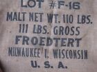 Vintage Burlap Empty Sack C  C  San Juan Puerto Rico Froedtert Milwaukee 1 Wis