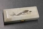 Antique Style Mermaid Scrimshaw Etched Bone   Wood Trinket Stamp Jewelry Box