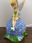 Rare Disney Tinkerbell Sitting On Hydrangea Hyacinth  Flower Table Lamp Vintage