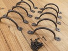 10 Hand Forged Iron Drawer Bin Pulls  Cabinet Handles Kitchen Bath Primitive