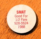 Wooden Nickel Smat  Ca Santa Maria Area Transit 1988 1 2 Fare Token