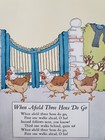 Book Illustration When Afield Three Hens Do Go Chicken Print Nursery Song Vtg