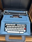 Vintage Olivetti Studio 46 Portable Manual Typewriter Blue W  Case Made Spain
