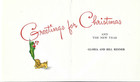 Vtg Christmas Greeting Card 4x4 75 Santa Claus Playing Harmonica For Puppy