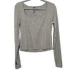 Zobha Sunny Long Sleeve Stretch Workout Tee Heather Gray Size L Thumbhole Cuffs