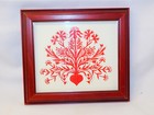 Vintage Sharon Schaich Scherenschnitte Folk Art Paper German Cut Out 8x9  Red