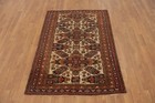 Pre-1900 Antique Vegetable Dye Accent Rug 3x4 Ft Traditional Style Hand-knotted