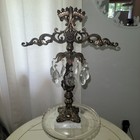 Antique Brass Scales Of Justice With Marble Base And Crystal Beads 17  Tall 