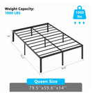 Alvantor Queen Metal Platform Bed Frame 14-inch Black Steel Slat Support