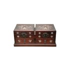 Oriental Brown Mother Of Pearl Motif Rectangular Drawers Chest Box Gb253