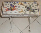 Vintage 1930 s Pottery 2-tile Wrought Iron Table