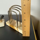 Vintage Art Deco Brass Marble Onyx Calendar Pen Letter Opener Mail Holder Desk